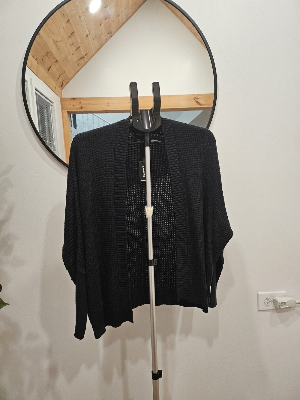 Express Black Open-Front Knit Cardigan